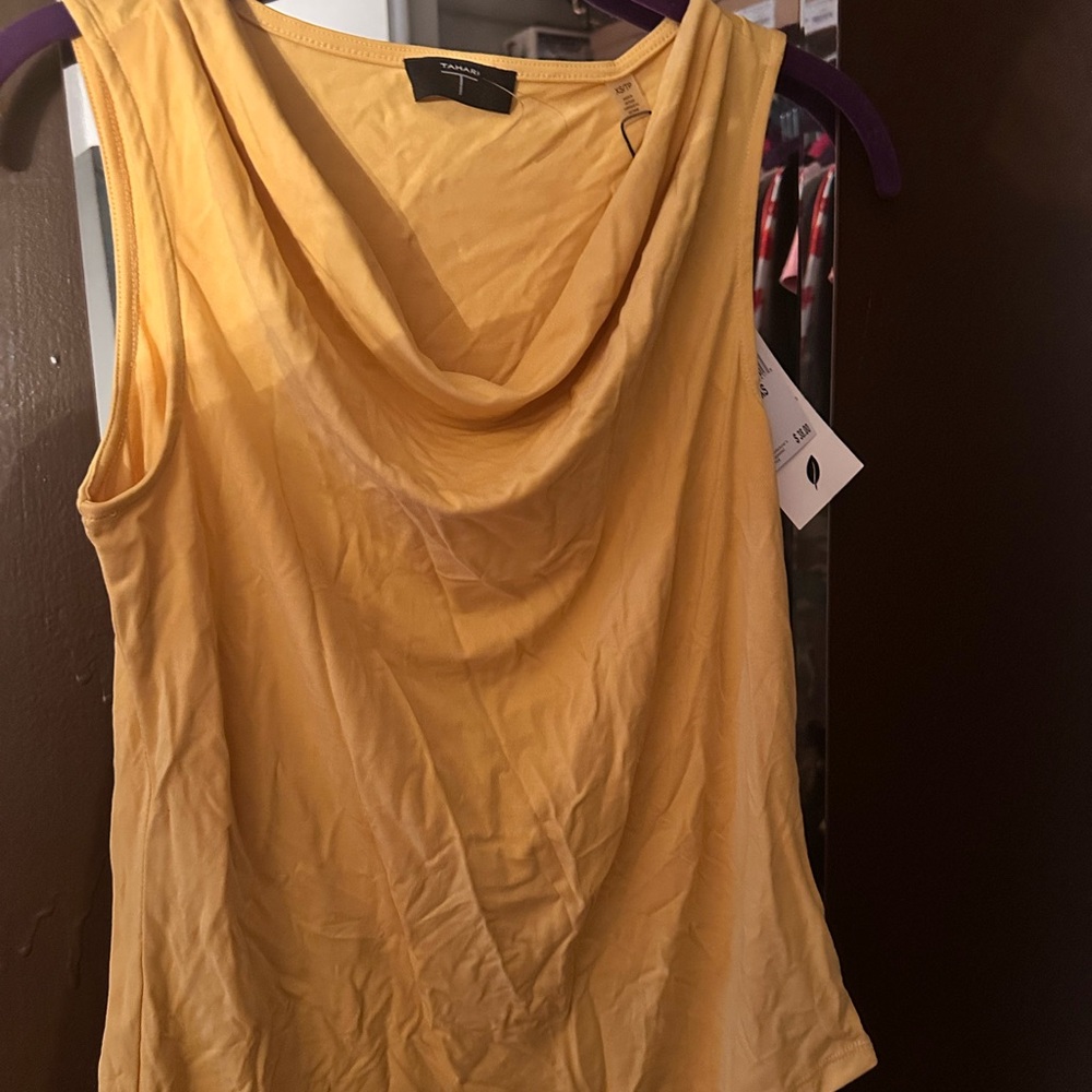 Yellow Sleeveless Drape Neck Top
